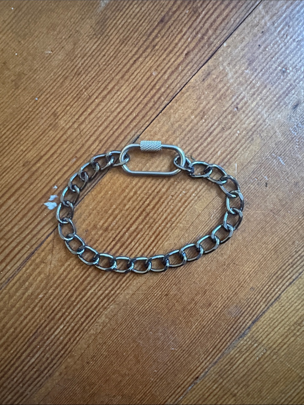 Hand-Crafted Chunky Metal Carabiner Bracelet in Black and Silver